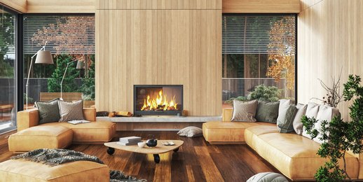 Living room with fireplace