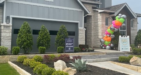 New home exterior with landscaping