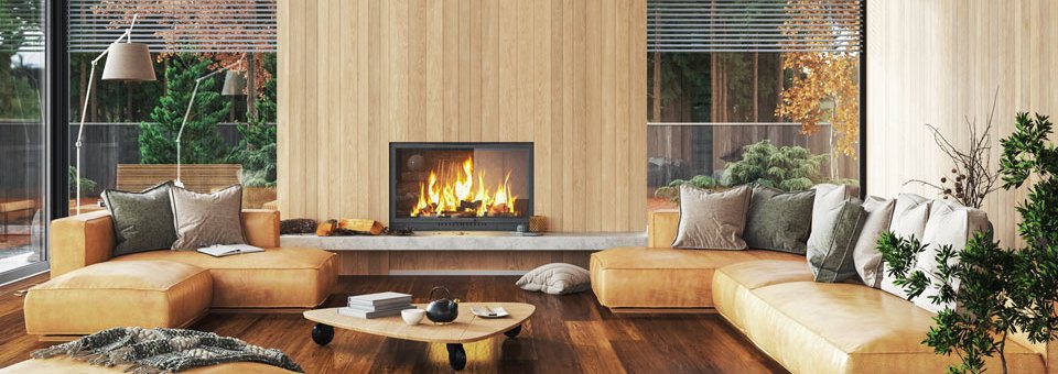 Living room with fireplace